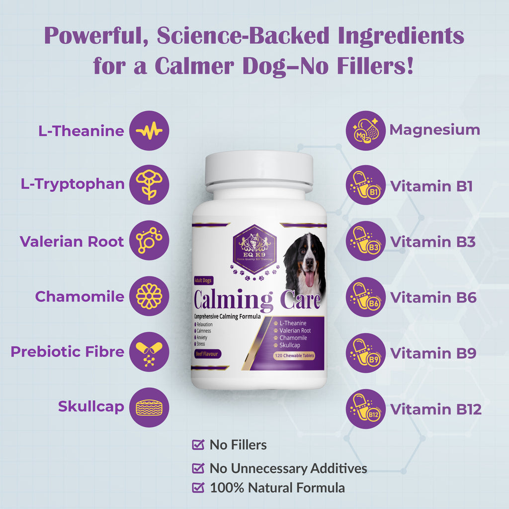 EQ K9 Calming Care for Dogs | 120 Chewable Tablets | Beef Flavour image 2