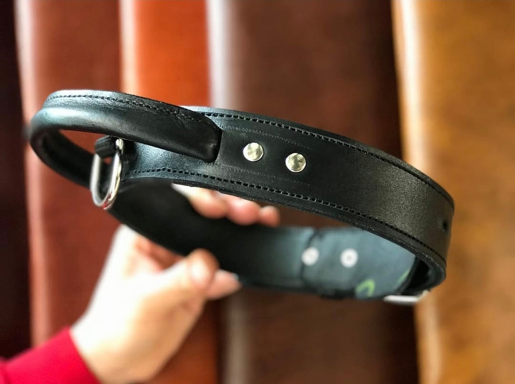EQ K9 Leather Agitation Collar with Handle - Handmade for Dog Training image 1