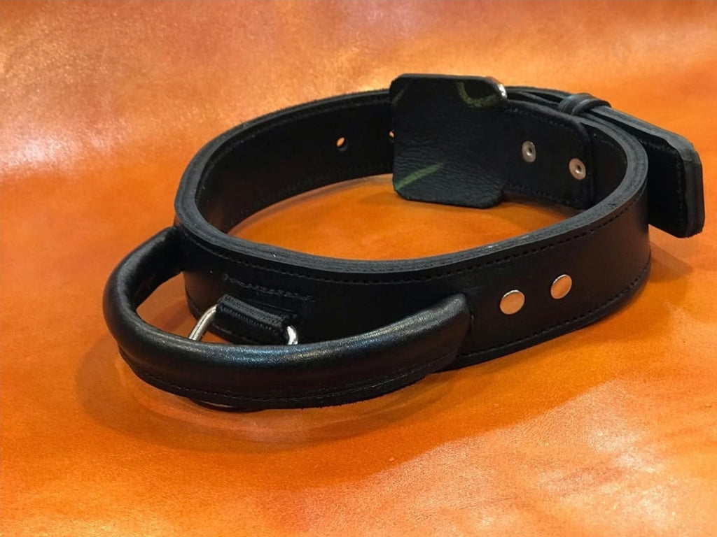 EQ K9 Leather Agitation Collar with Handle - Handmade for Dog Training image 2