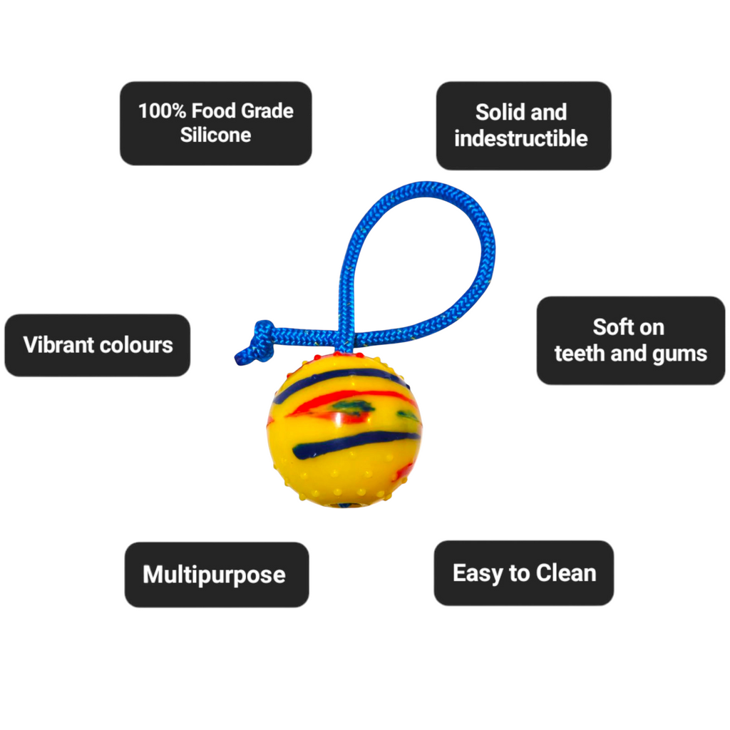 EQ K9 Dog Ball on Rope - Silicone - Dirt Resistant image 3