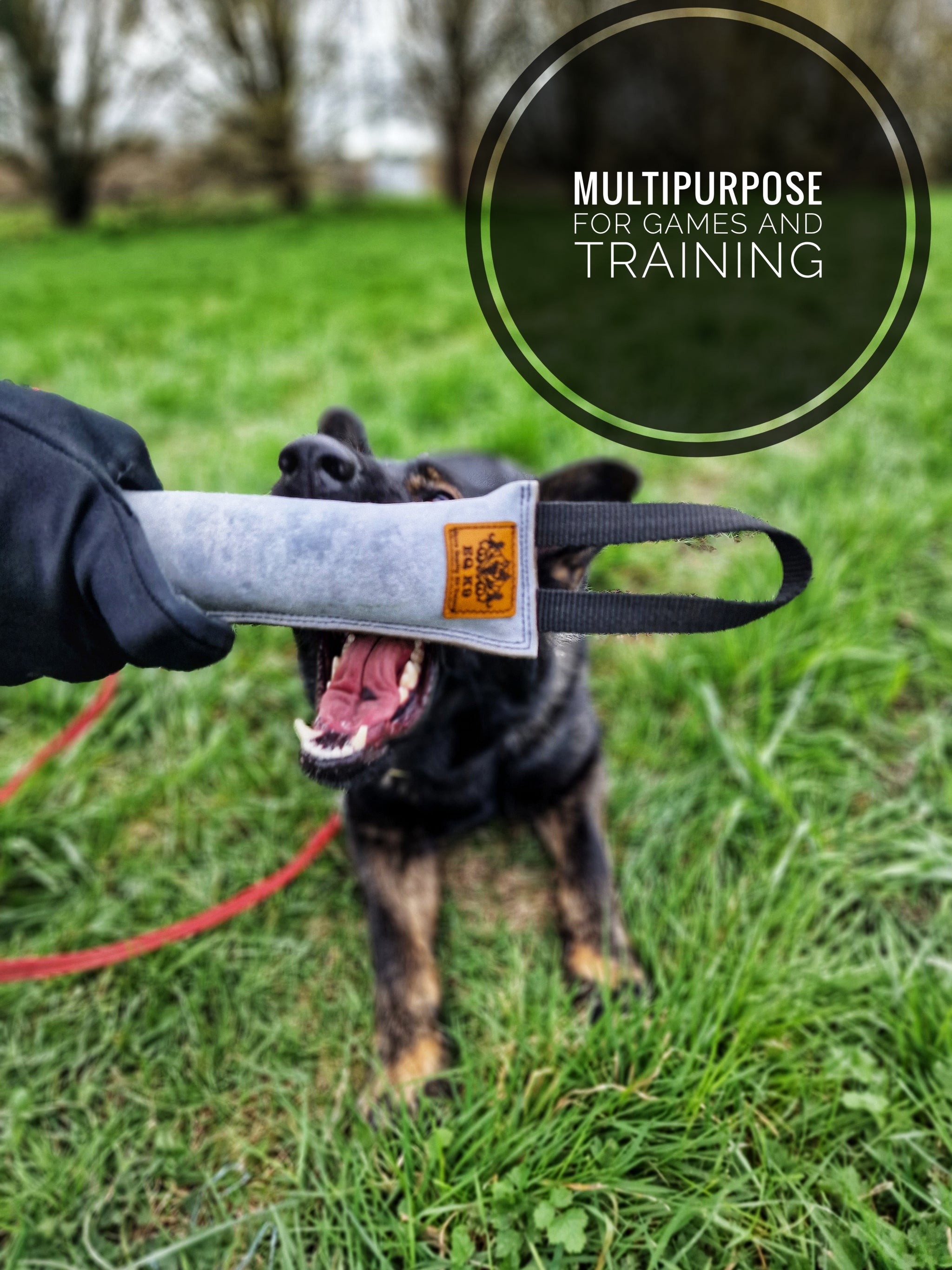 Dog Tug Toy Leather Tug with Handles for Dog Training Tug of